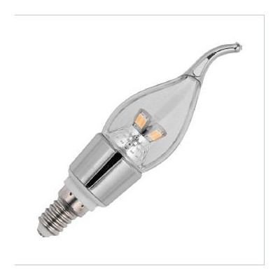 E14 závit Reflector LED svíčka Tip stříbrná C35,5x135 220V 4.5W 320Lm 3000K 8xSMD5630 čirá 20.000h stmívatelná