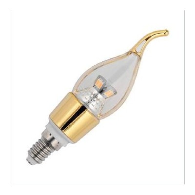 E14 závit Reflector LED svíčka Tip zlatá C35,5x135 220V 4.5W 320Lm 3000K  8xSMD5630 čirá 20.000h stmívatelná