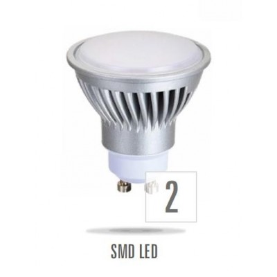 LED GU10 230V 6W SMD 5630 15LED studená bílá  mléčná     stříbrná