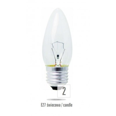 Svíčka   E27 60W čirá (zdroj není určen pro svícení v domácnosti)