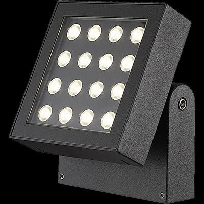 Venkovní svítidlo LED – nástěnné, reflektor, naklápěcí, IP65, barva černá. Provedení čirý polykarbonát.