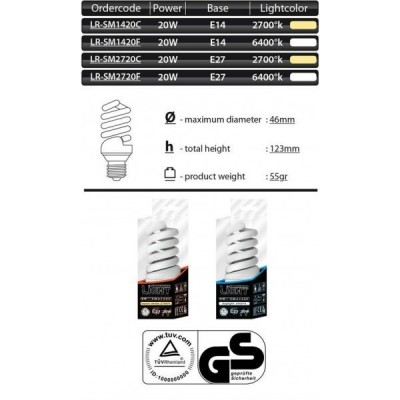 ESL MINI SPIRAL E14 20W 2700K