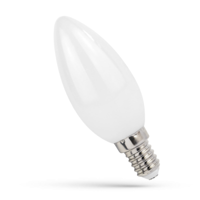 LED svíčka E-14 230V 4W COG čip na skle teplá bílá 2700 - 3300K (žluté světlo) bílá